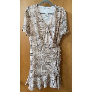 Snakeskin chiffon wrap dress